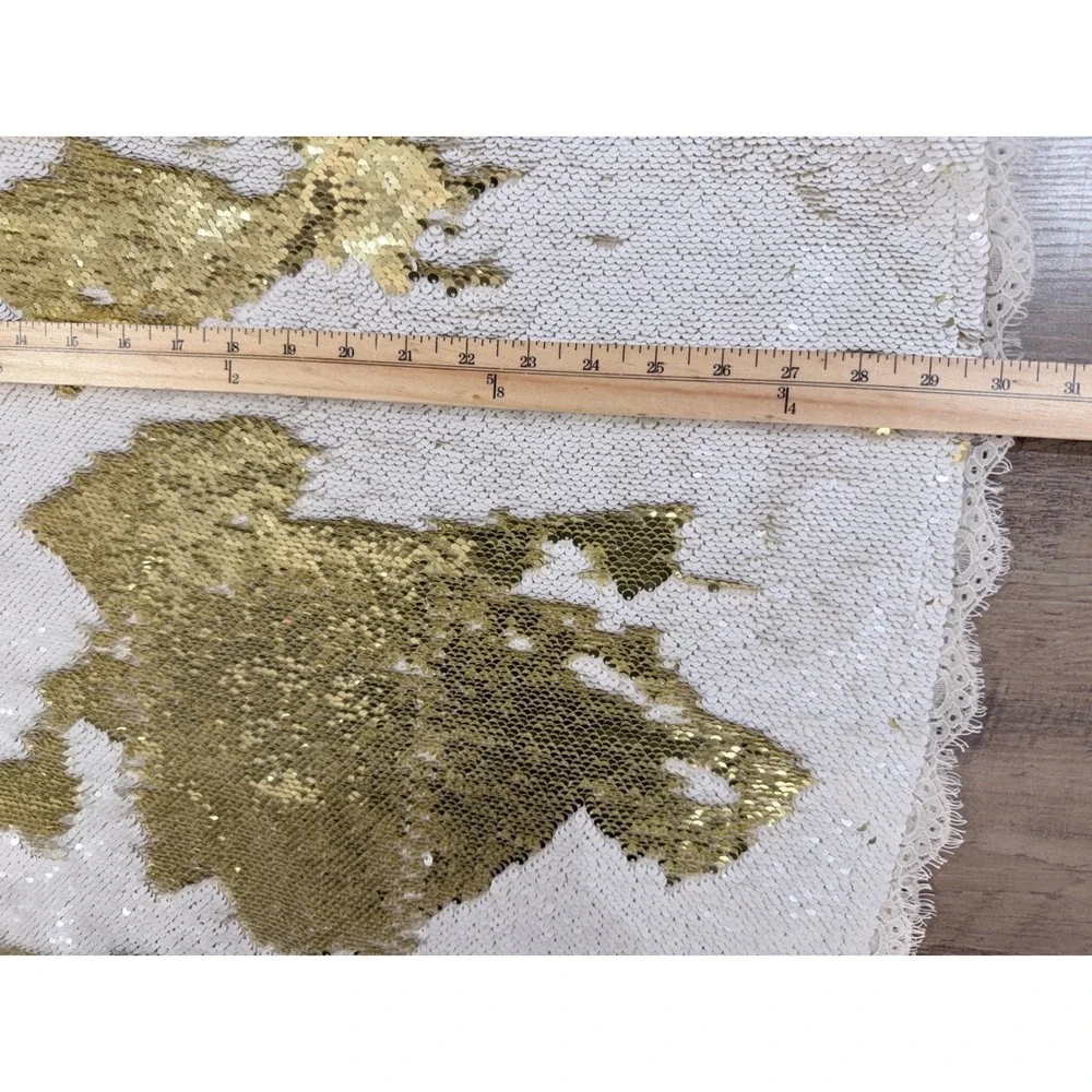 Intimately Free People Seeing Double Reverse Sequin Slip Mini Dress Gold Whit LG